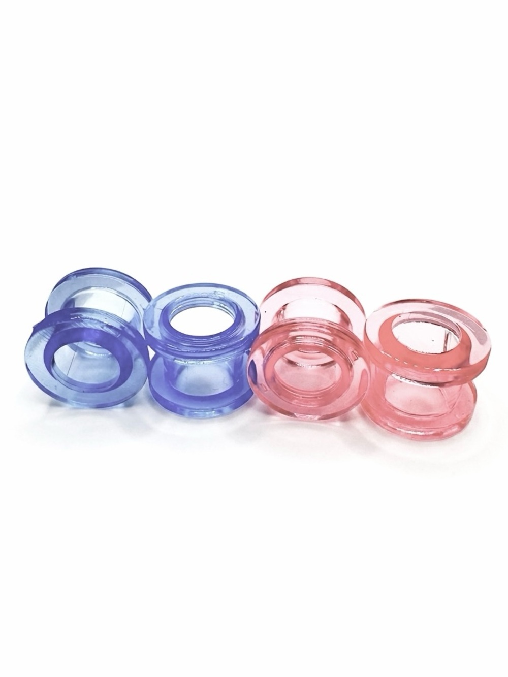 Set of 2 Pairs 00g Acrylic Ear Gauges Plugs Screw on Tunnels - Lt Blue & Pink